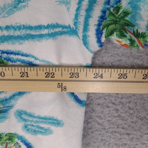 Vintage Ocean Current‎ Hawaiian Shirt Mens Large White Blue Button Short Sleeve - Picture 12 of 14